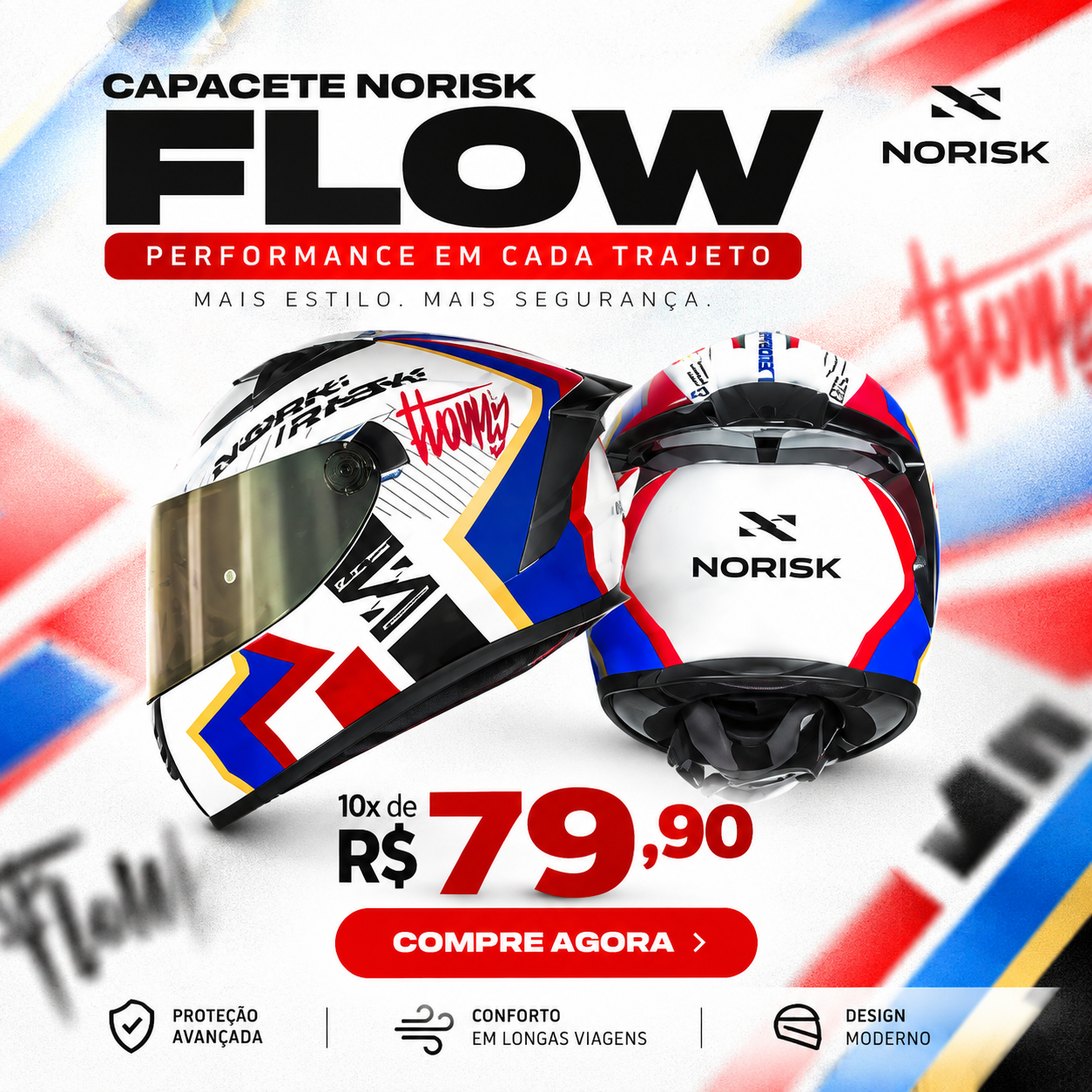Versão quadrada Norisk Flow Sacramento Motorsports